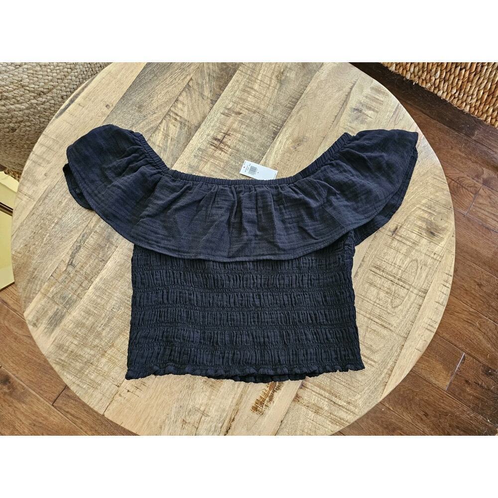 Old Navy Smocked Cropped Black Top Women’s Size M NWT